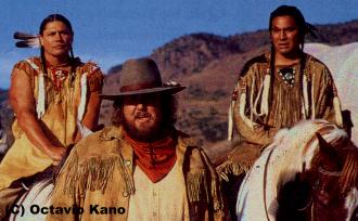 As Little Feather in "Wagons East" with the Late John Candy 